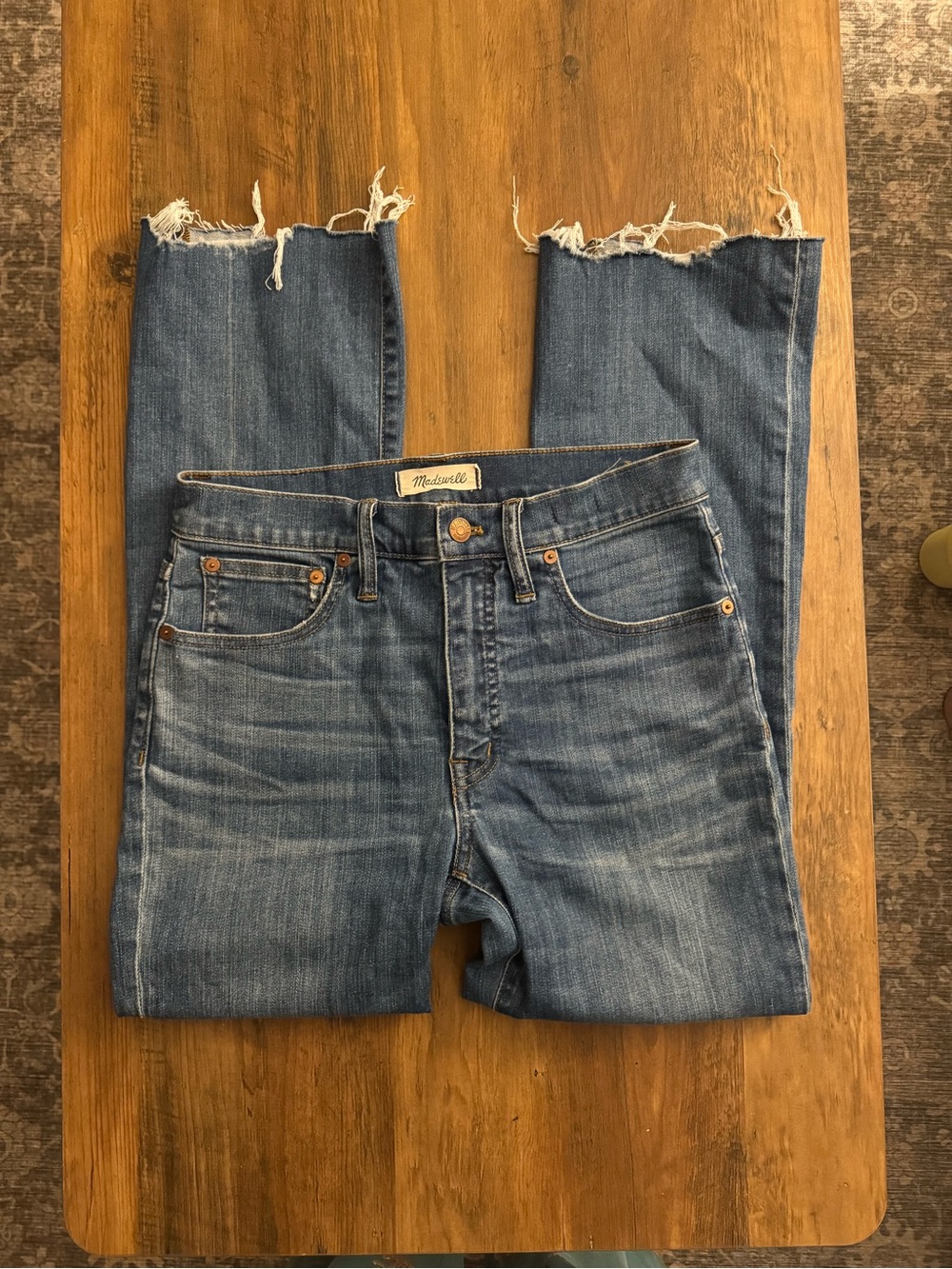 Madewell Cali Demi-Boot Jeans: Destructed-Hem Edition | size 27 | High Rise - Picture 2 of 9